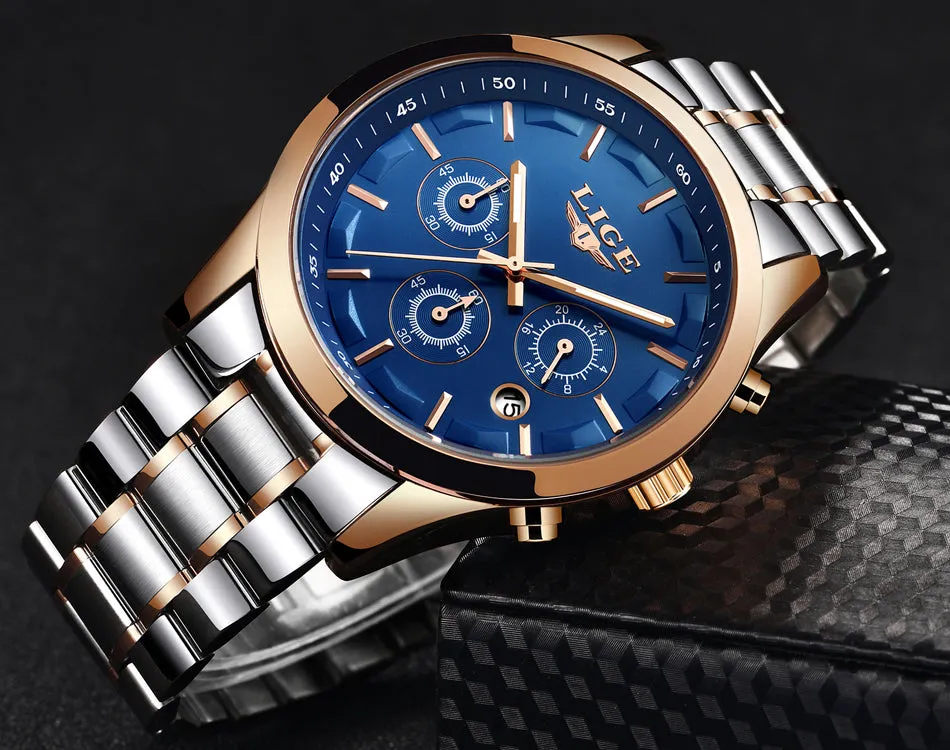Men's New Business Quartz Stainless Steel Waterproof Wrist Watch