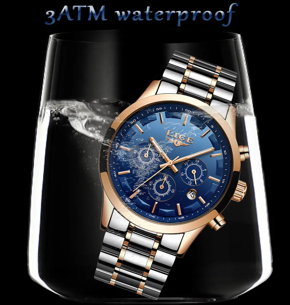 Men's New Business Quartz Stainless Steel Waterproof Wrist Watch