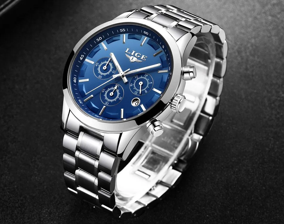 Men's New Business Quartz Stainless Steel Waterproof Wrist Watch