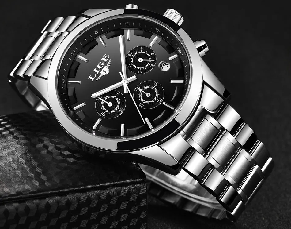 Men's New Business Quartz Stainless Steel Waterproof Wrist Watch