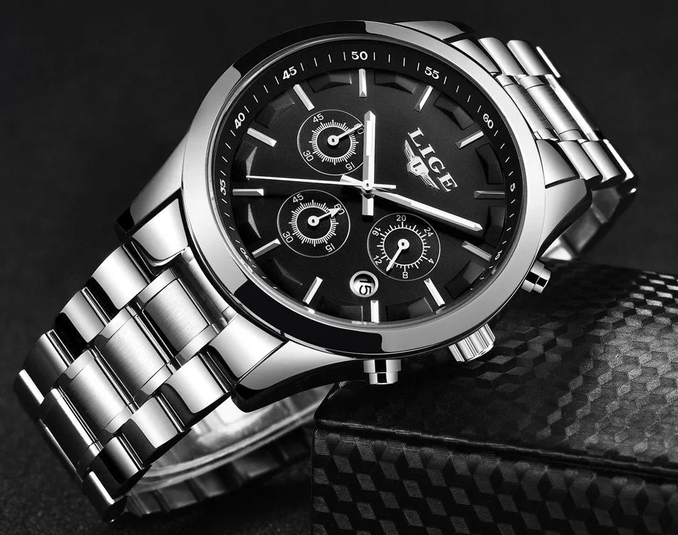 Men's New Business Quartz Stainless Steel Waterproof Wrist Watch