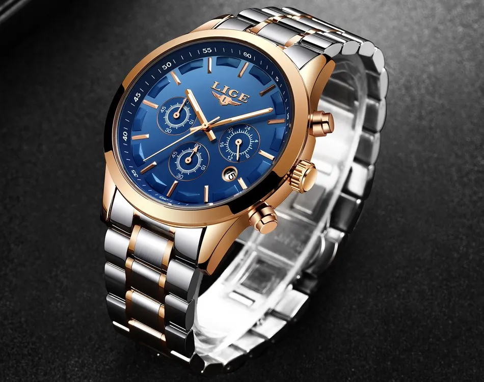 Men's New Business Quartz Stainless Steel Waterproof Wrist Watch