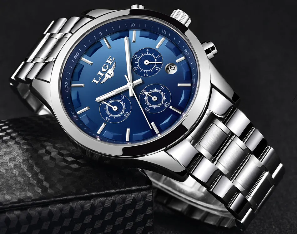 Men's New Business Quartz Stainless Steel Waterproof Wrist Watch