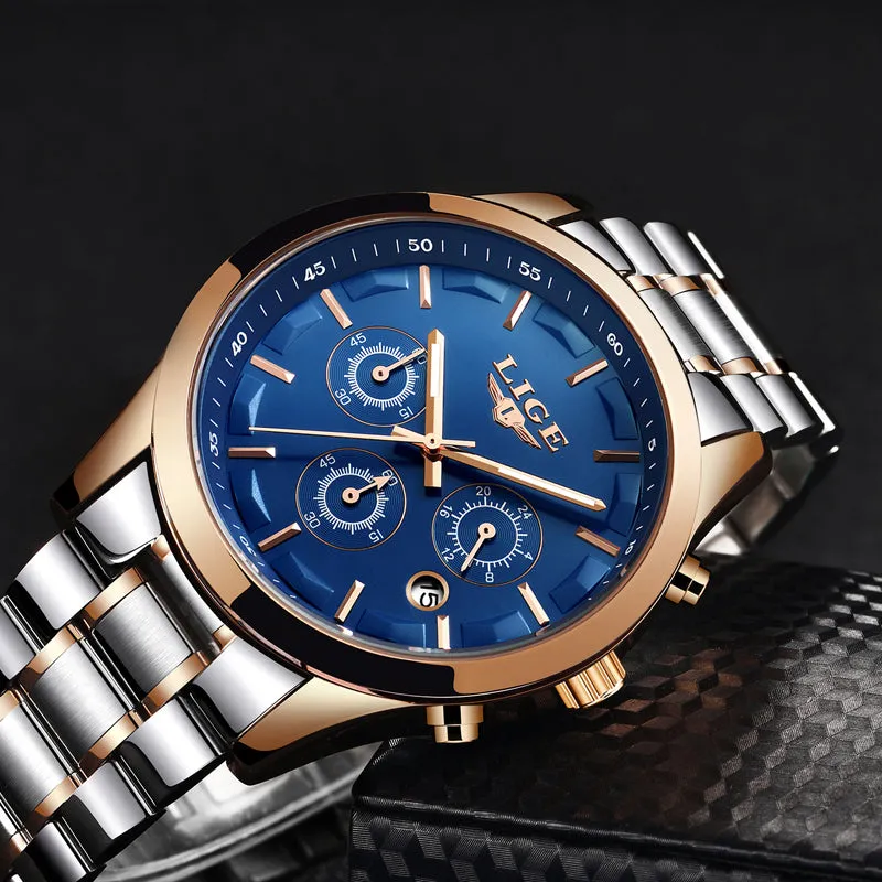 Men's New Business Quartz Stainless Steel Waterproof Wrist Watch