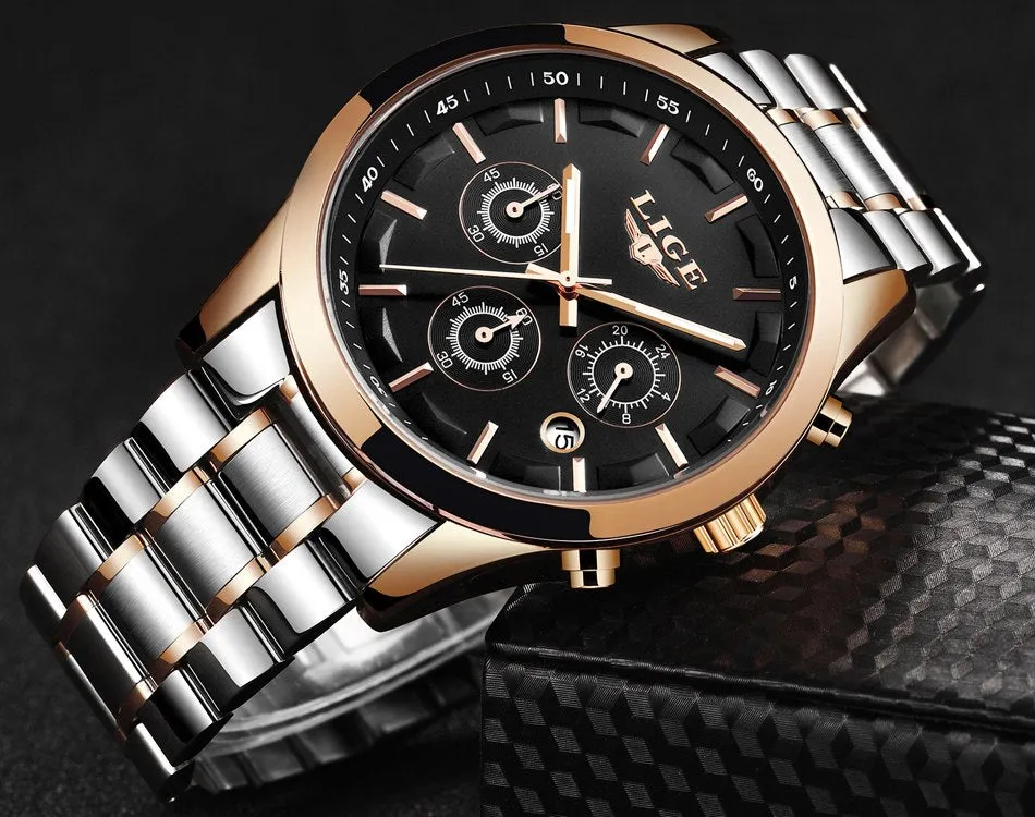 Men's New Business Quartz Stainless Steel Waterproof Wrist Watch