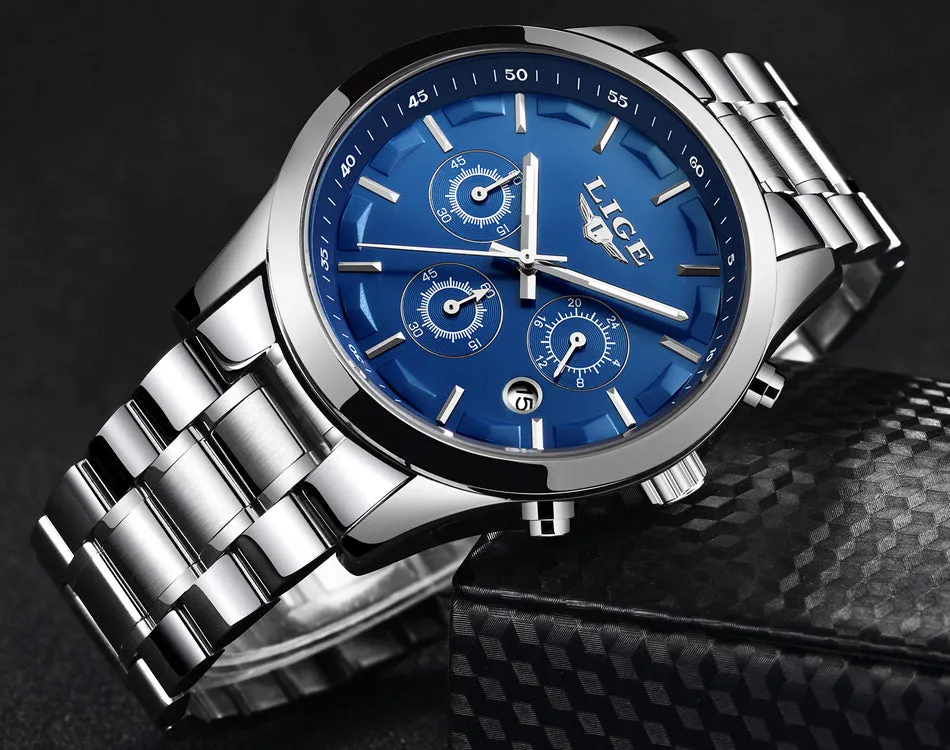 Men's New Business Quartz Stainless Steel Waterproof Wrist Watch