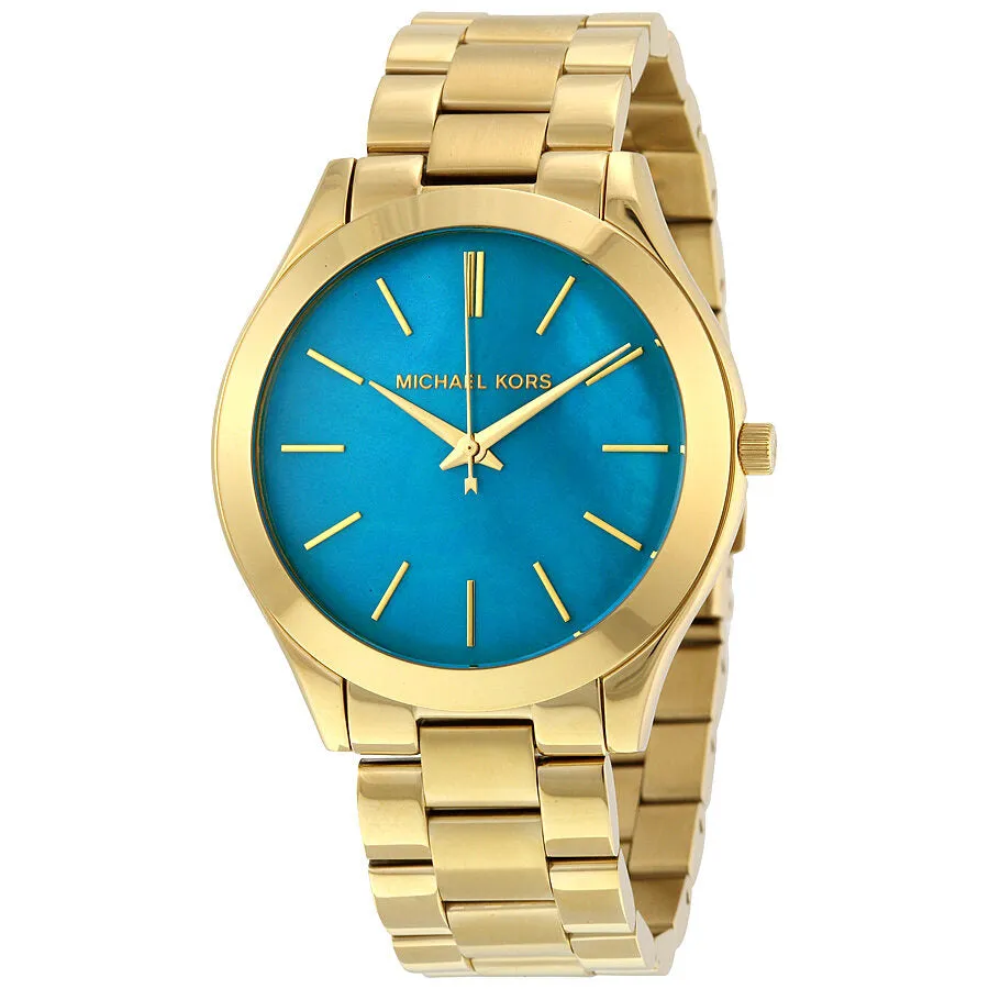 Michael Kors Slim Runway Blue Mother of Pearl Dial Ladies Watch MK3492
