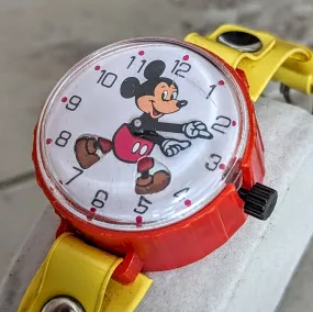 MICKEY MOUSE Toy Wristwatch by MARX Toys Animated Legs Mechanical Watch 1970's