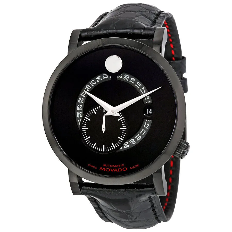 Movado Red Label Automatic Animated Date Small Seconds Black Dial Men's Watch 0606485