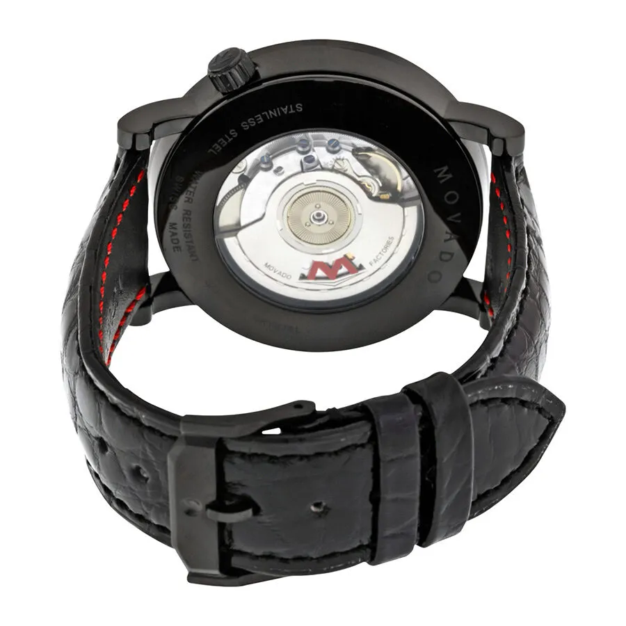 Movado Red Label Automatic Animated Date Small Seconds Black Dial Men's Watch 0606485