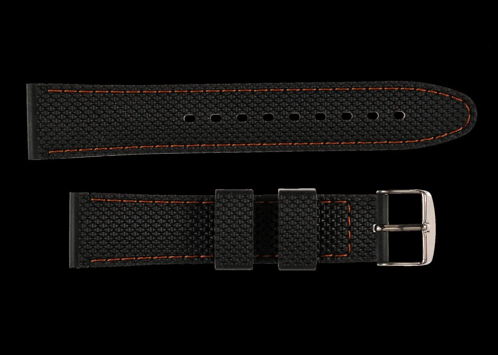 MWC 20mm Silicone Divers Watch Strap with Orange Detailing