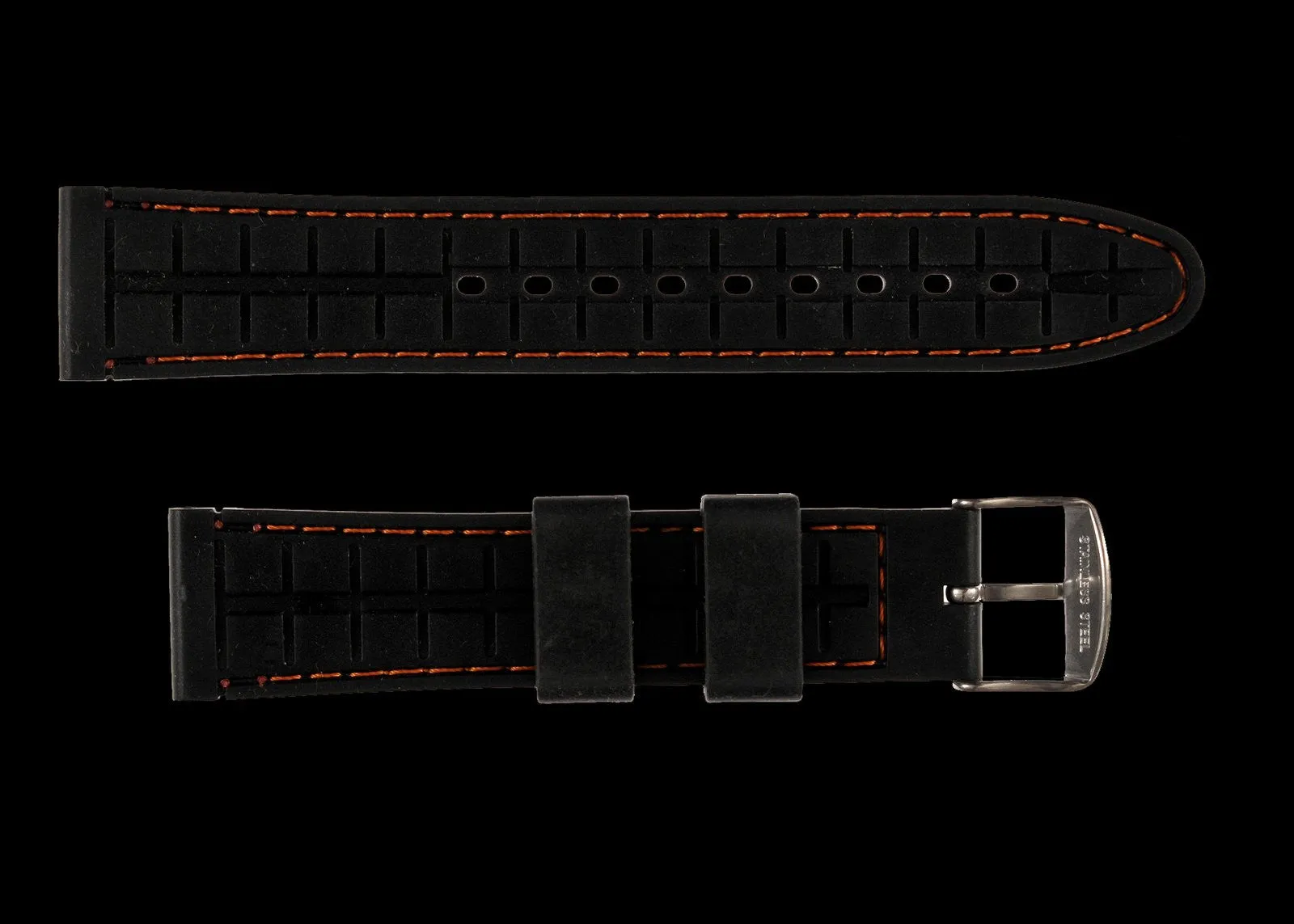 MWC 20mm Silicone Divers Watch Strap with Orange Detailing
