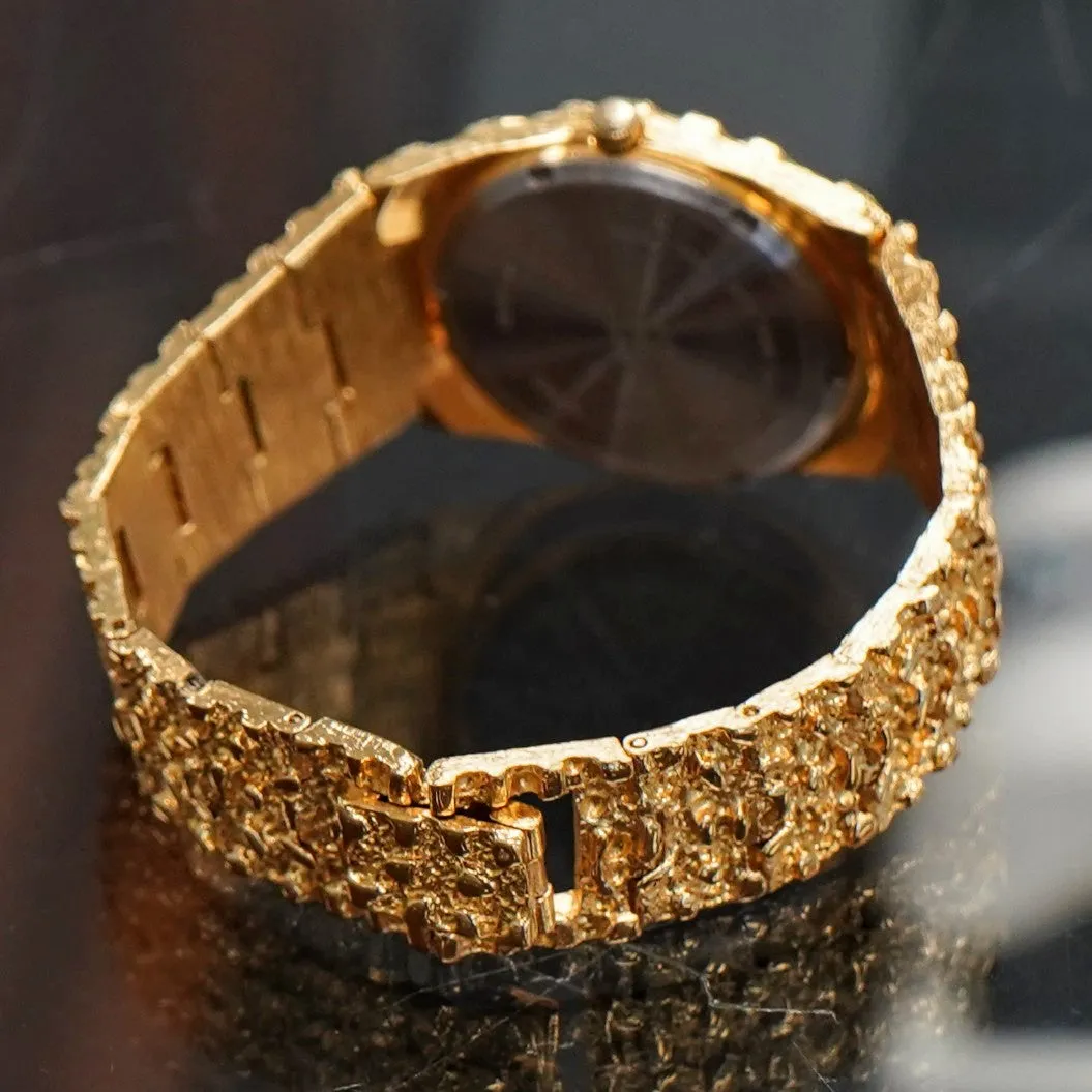 NOS Vintage GRUEN Diamond Precision Quartz Watch Nugget Bracelet Water Resistant Wristwatch - Original Box!