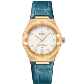 Omega Constellation 29 mm, yellow gold on leather strap