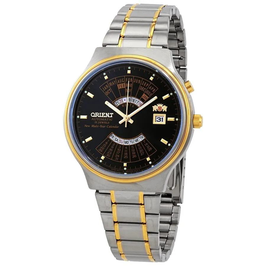 Orient Multi Year Calendar Perpetual World Time Automatic Black Dial Men's Watch FEU00000BW