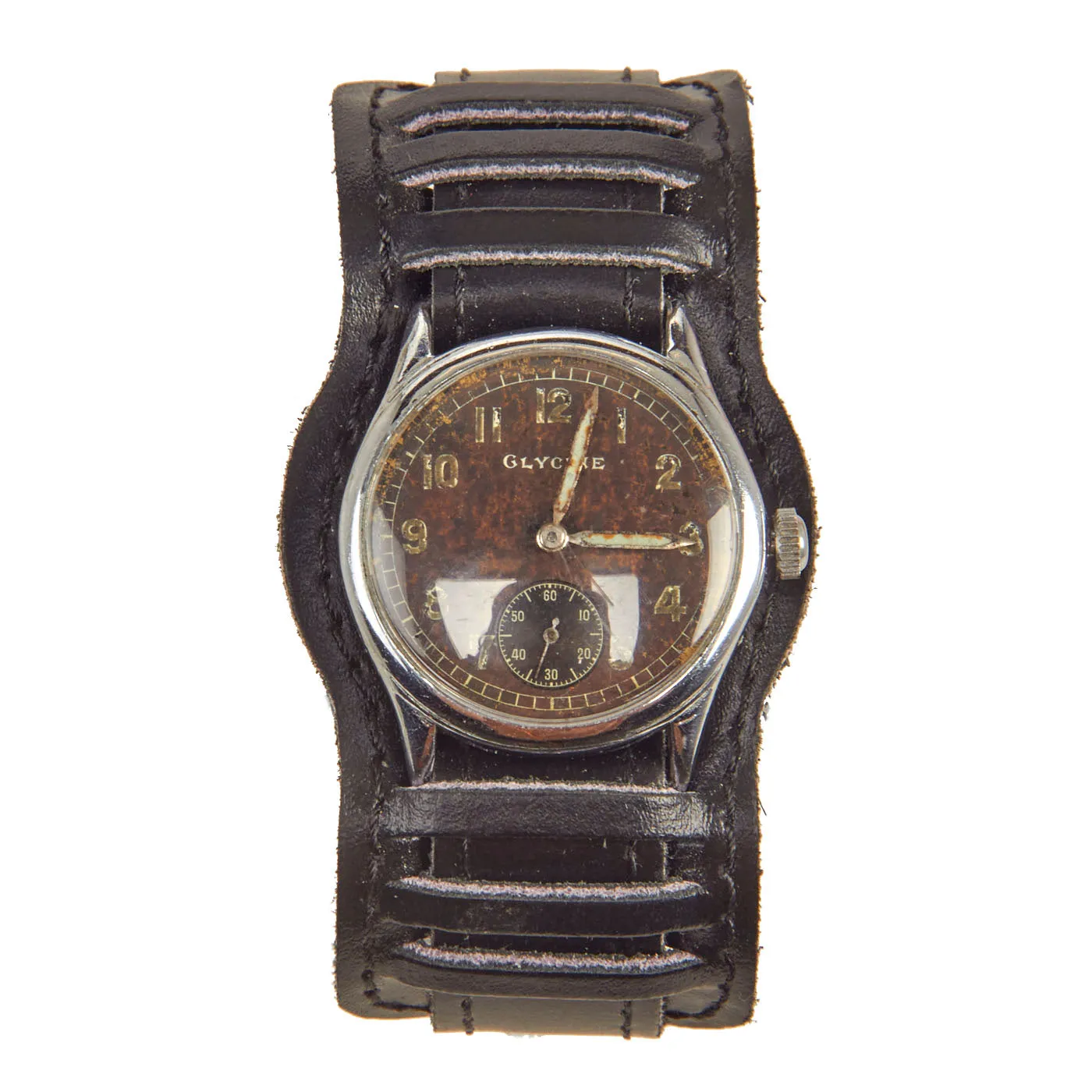 Original German WWII Wehrmacht D-H Wrist Watch by Glycine Serial D. 12063 H. - Fully Functional