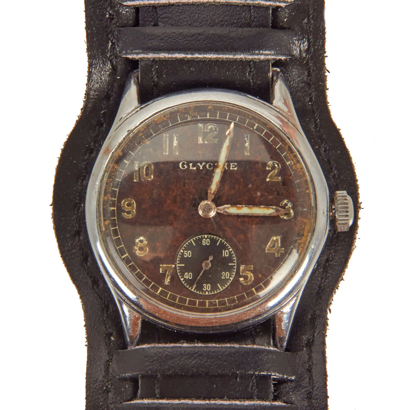Original German WWII Wehrmacht D-H Wrist Watch by Glycine Serial D. 12063 H. - Fully Functional