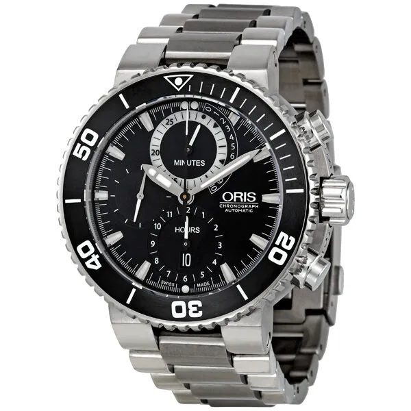 Oris Carlos Coste Black Dial Automatic Chronograph Men's Watch 674-7655-7184-SET 01 674 7655 7184-Set