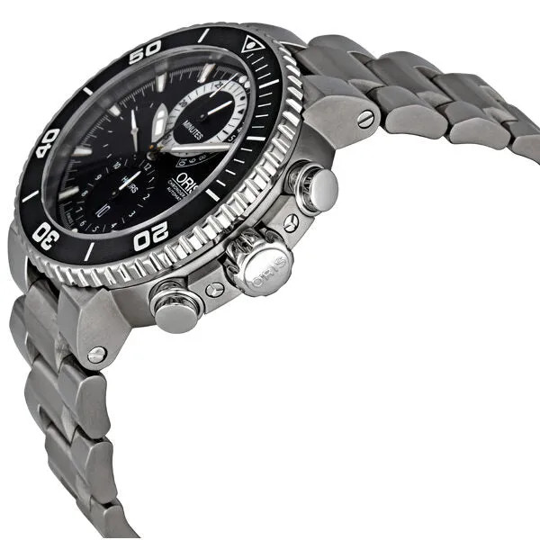 Oris Carlos Coste Black Dial Automatic Chronograph Men's Watch 674-7655-7184-SET 01 674 7655 7184-Set