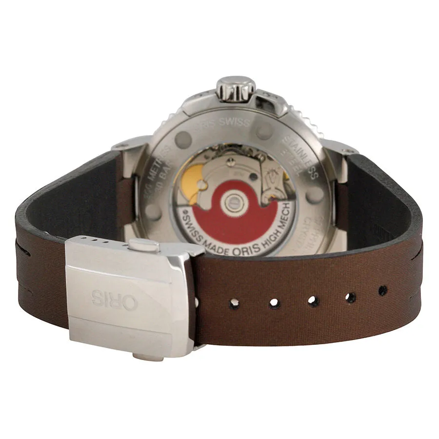 Oris Divers Date Black Dial Brown Rubber Ladies Watch 733-7652-4192LS