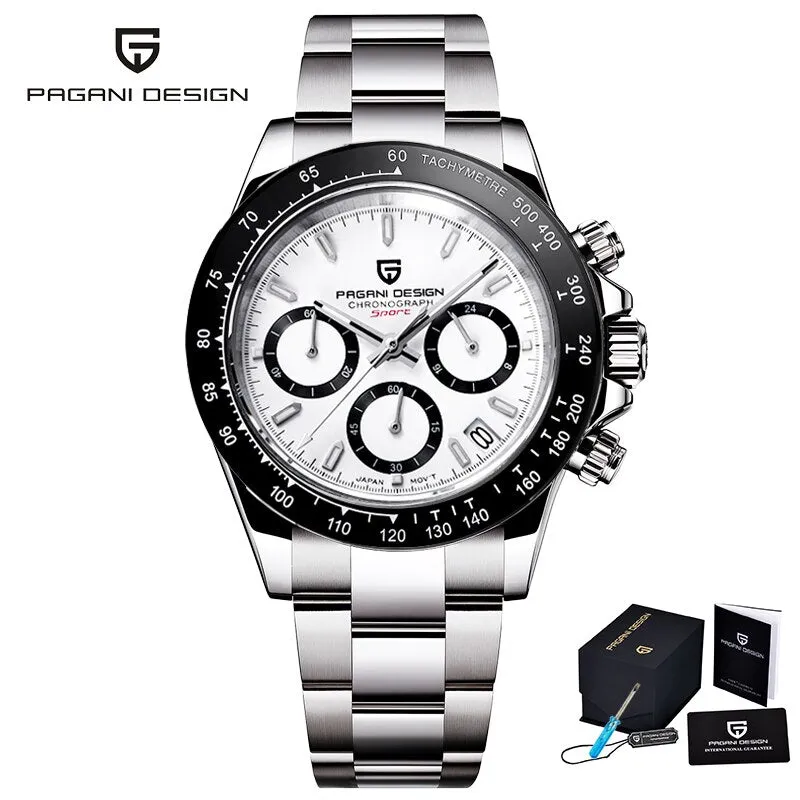 PAGANI DESIGN Mens watches Quartz watch men business automatic date watch for men 100M Waterproof Japan VK63 Chronograph