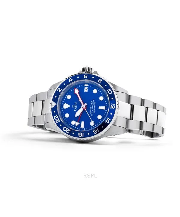 Ratio FreeDiver GMT Series Sapphire Stainless Steel Blue Dial Automatic RTF053 200M Men's Watch