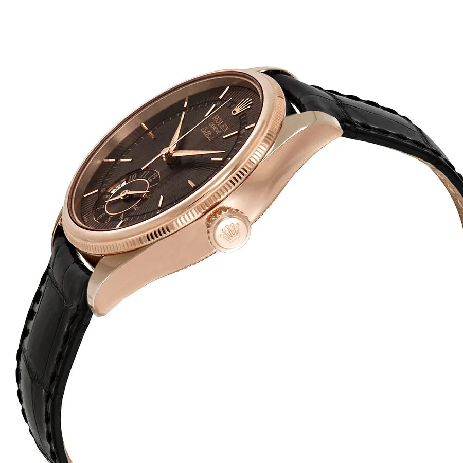 Rolex Cellini Dual Time Automatic Brown Dial Men's Leather Watch 50525BRSBKL