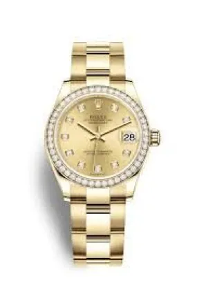 Rolex Datejust 31 Champagne Diamond Dial Automatic Ladies 18kt Yellow Gold Oyster Watch 278288CDO