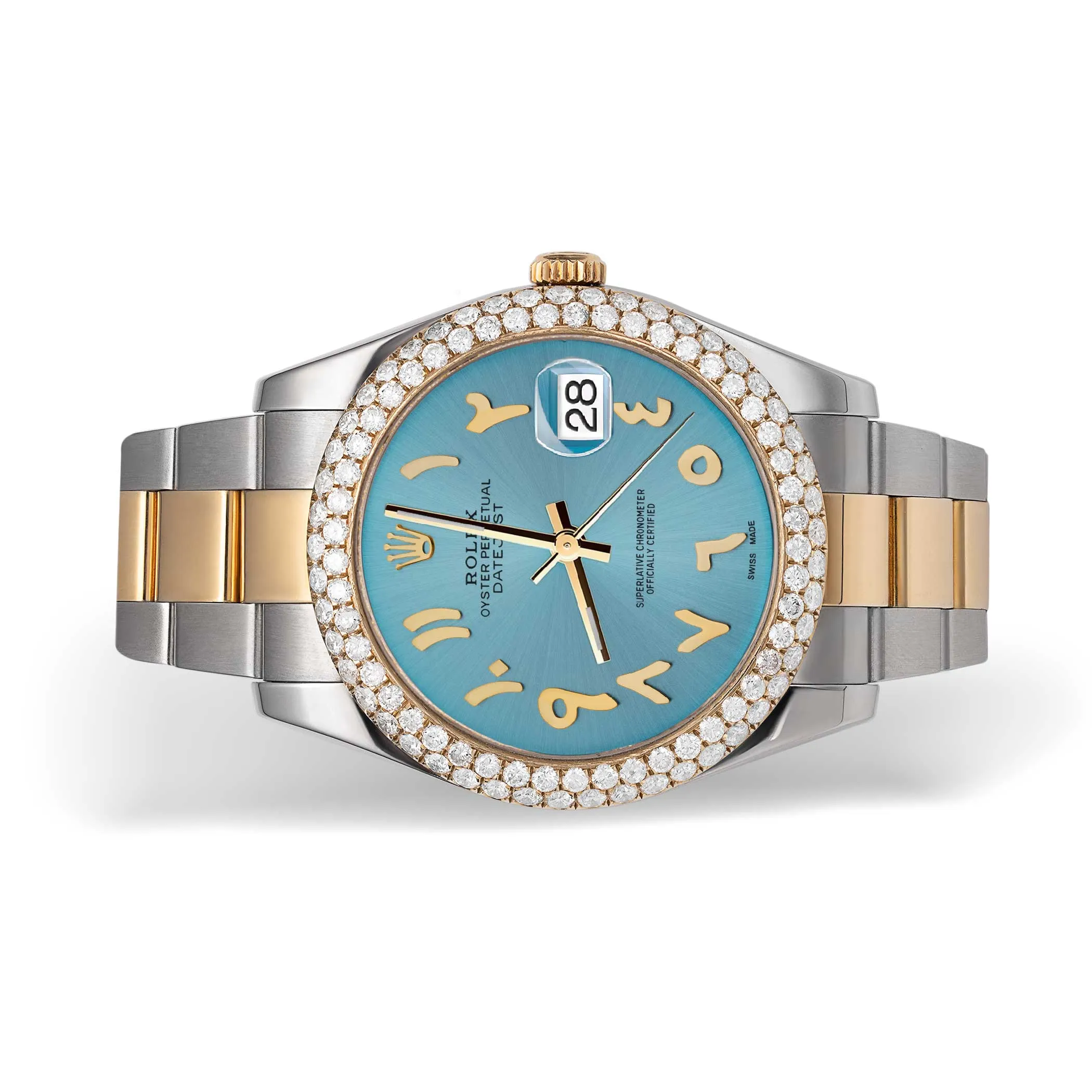 Rolex Datejust Diamond Bezel Watch 41mm Diamond Ice Blue Arabic Numeral Dial | 5.15ct