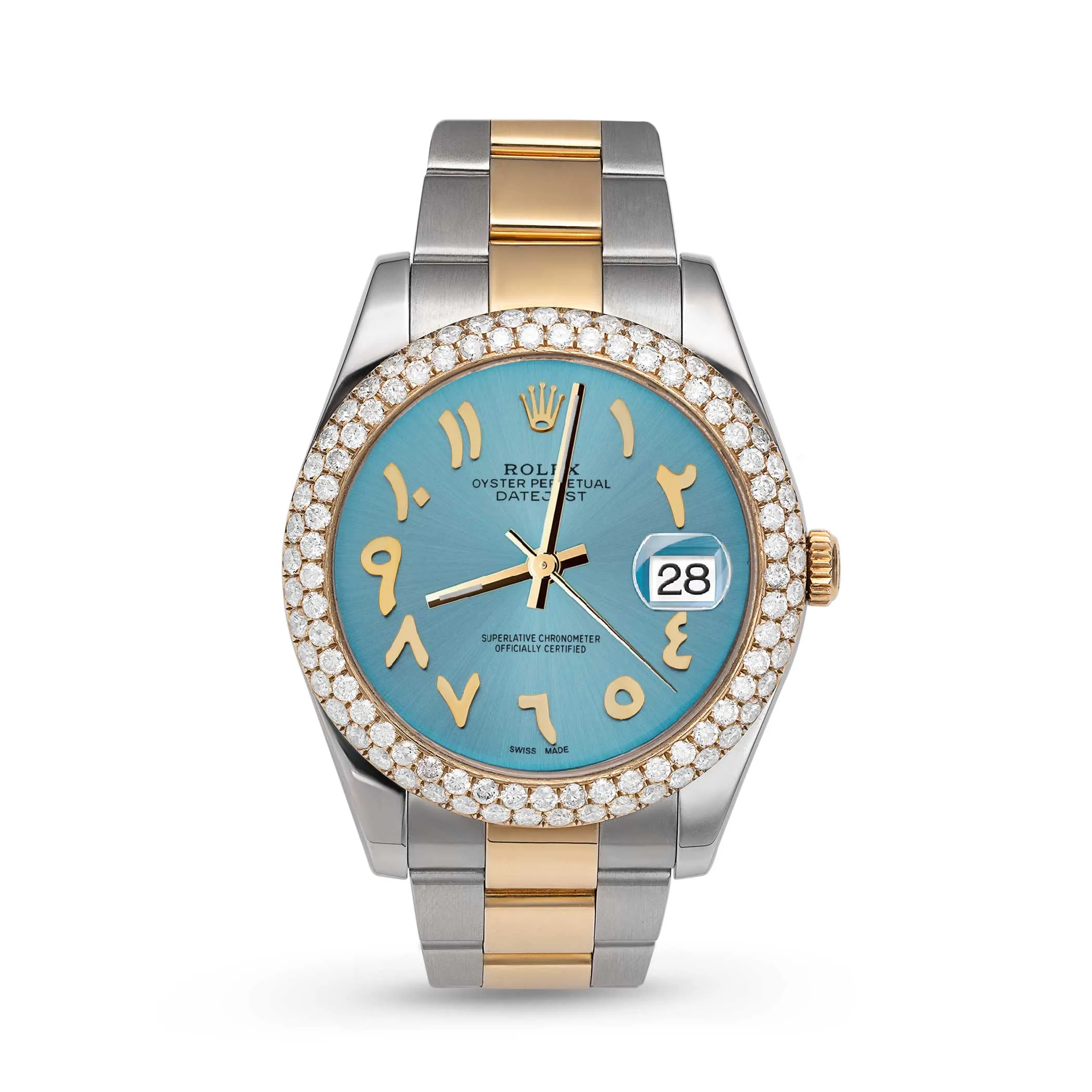 Rolex Datejust Diamond Bezel Watch 41mm Diamond Ice Blue Arabic Numeral Dial | 5.15ct
