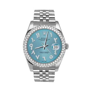 Rolex Datejust Diamond Bezel Watch Jubilee 41mm Ice Blue Arabic Dial | 5.15ct