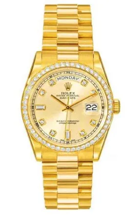 Rolex Day-Date Champagne Dial 18K Yellow Gold President Automatic Men's Watch 118348CDP
