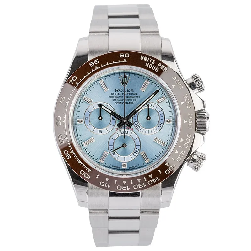 Rolex Daytona 40 mm Platinum Ice Blue/Diamond Dial 116506 Watch