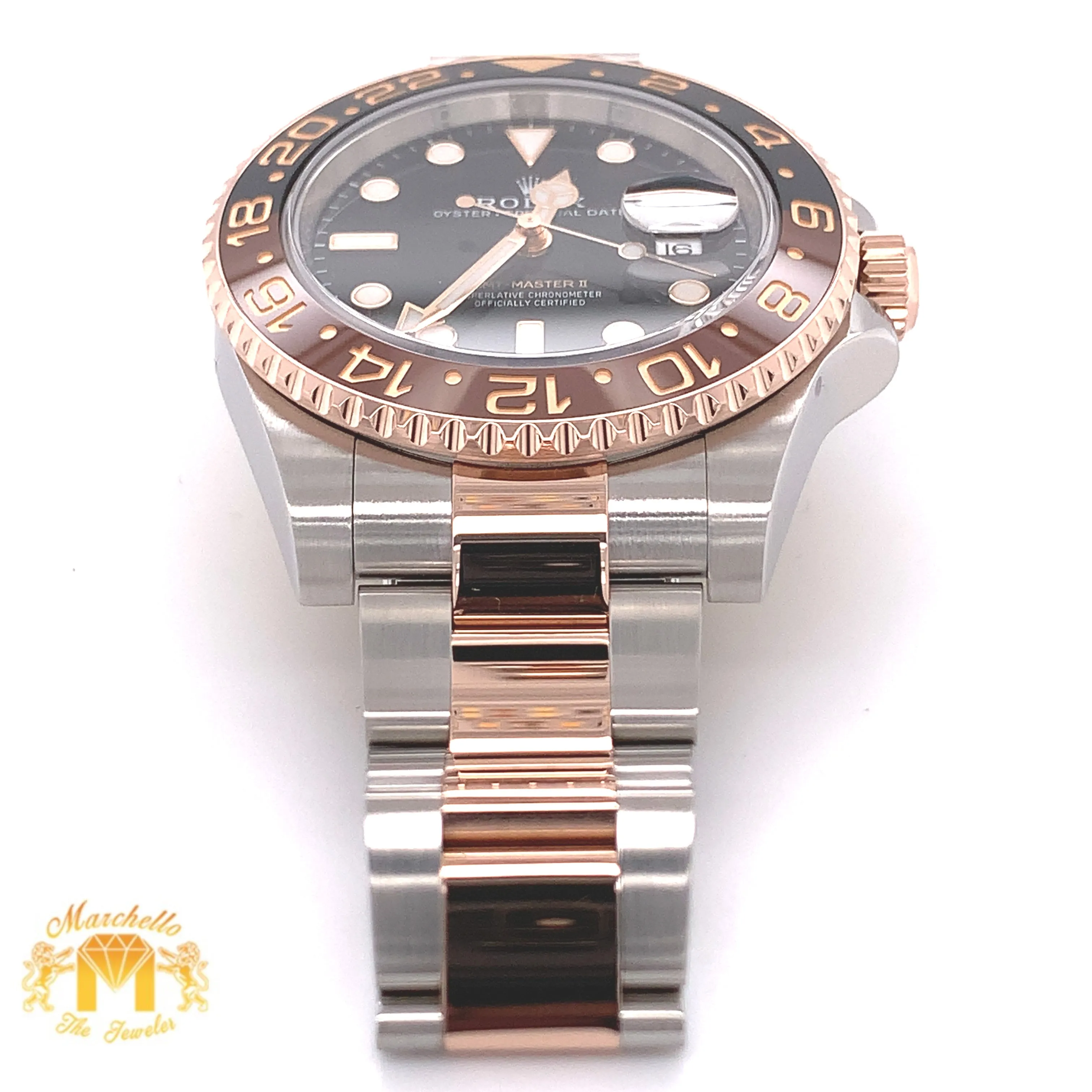 Rolex GMT Master 2 'Root Beer' Watch with Two-tone Oyster Bracelet (40 mm, papers)
