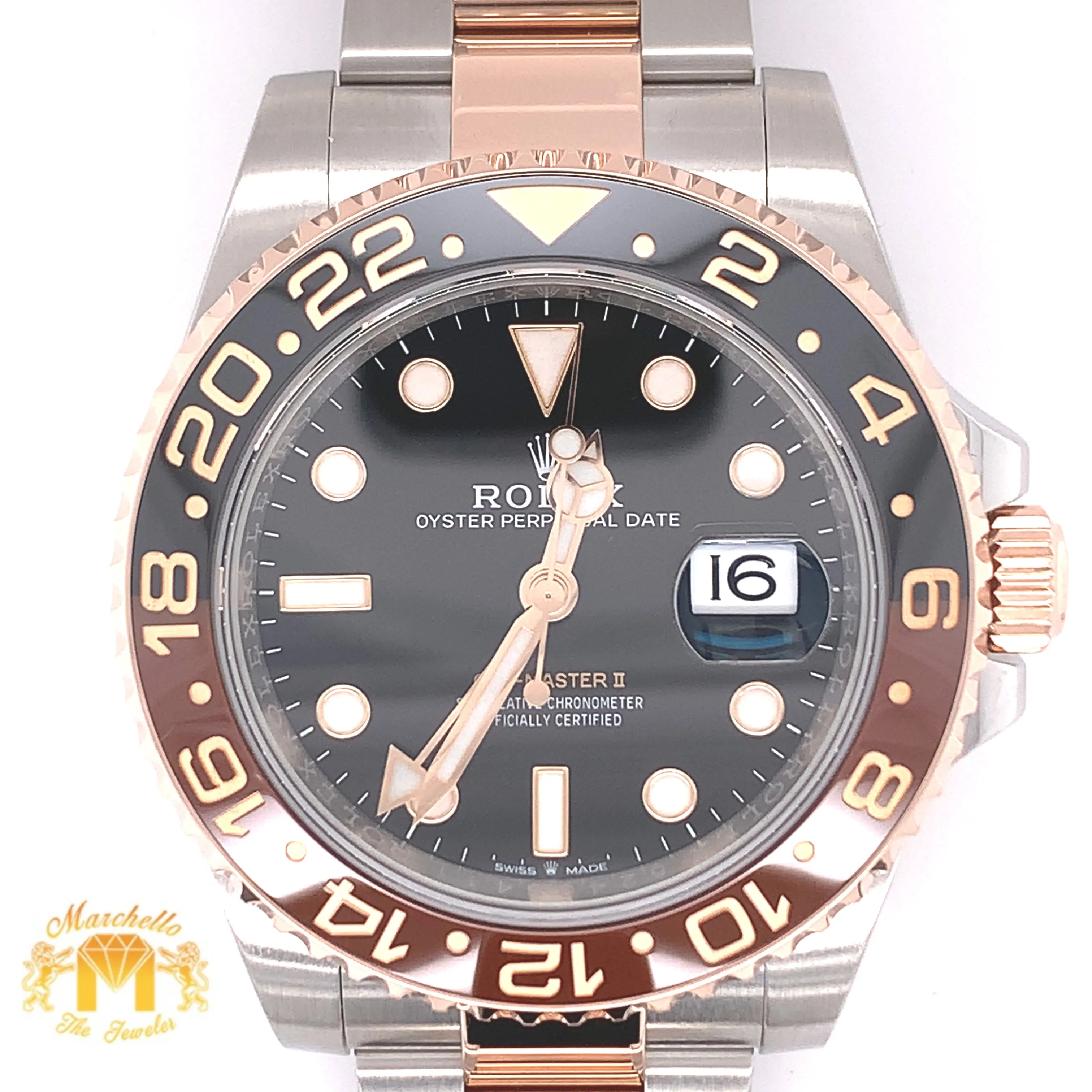 Rolex GMT Master 2 'Root Beer' Watch with Two-tone Oyster Bracelet (40 mm, papers)