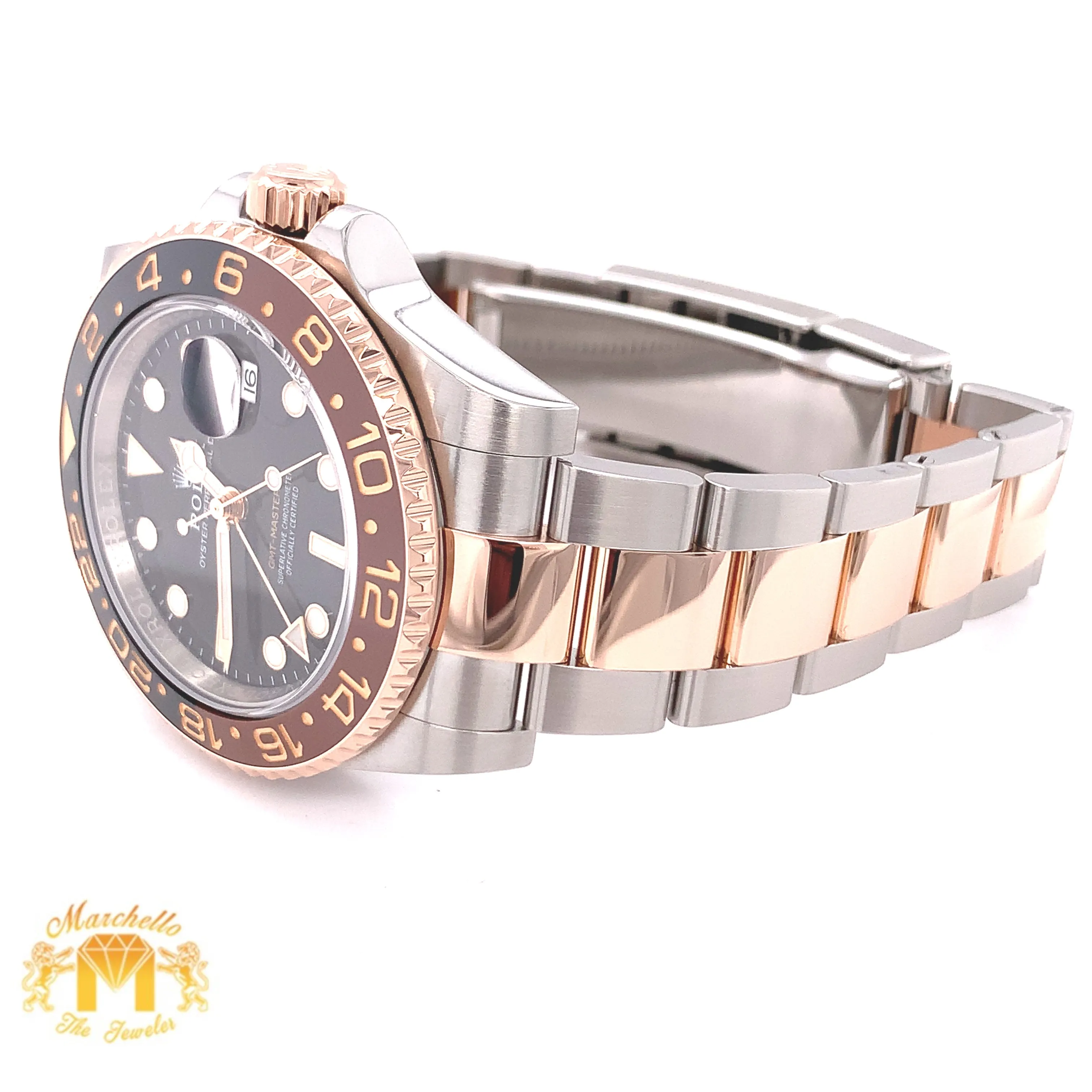 Rolex GMT Master 2 'Root Beer' Watch with Two-tone Oyster Bracelet (40 mm, papers)