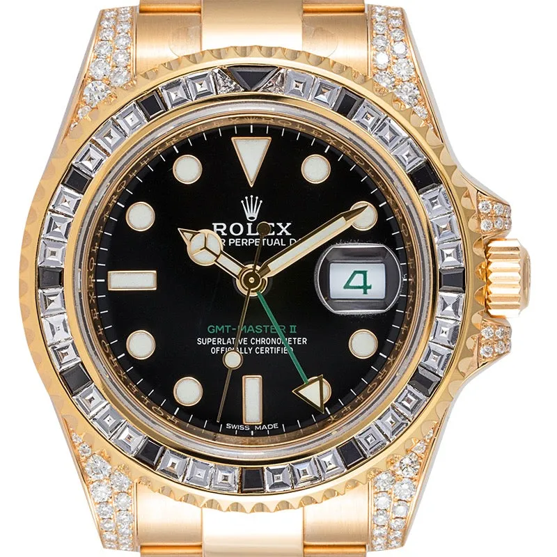 Rolex GMT-Master II 18ct Yellow Gold with Custom Diamond Bezel 116718LN