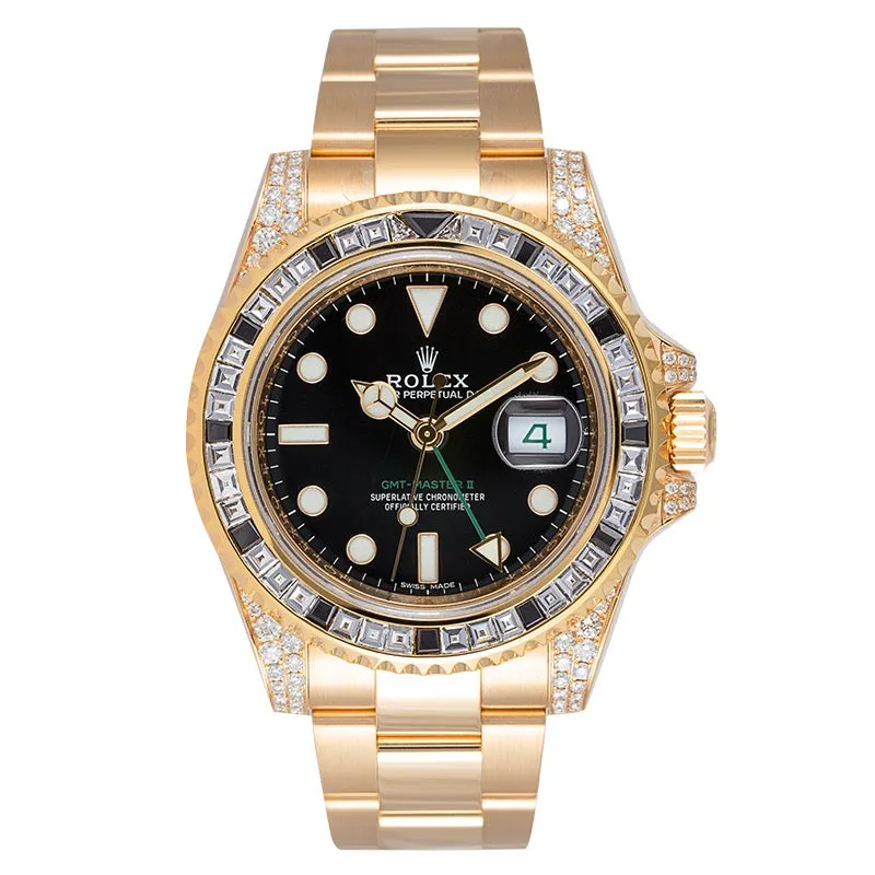 Rolex GMT-Master II 18ct Yellow Gold with Custom Diamond Bezel 116718LN