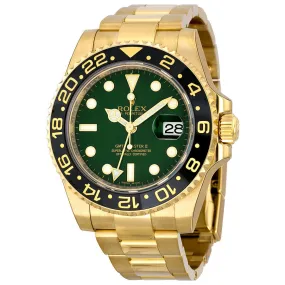 Rolex GMT Master II Green Dial 18K Yellow Gold Oyster Bracelet Automatic Men's Watch 116718GSO
