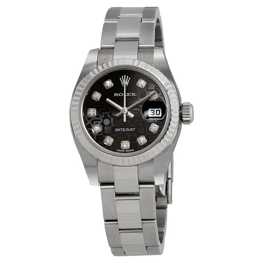 Rolex Lady Datejust 26 Black Dial Stainless Steel Oyster Bracelet Automatic Watch 179174BKJDO