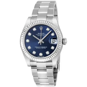 Rolex Lady Datejust Blue Diamond Dial Steel and 18K White Gold Oyster Watch 178274BLDO
