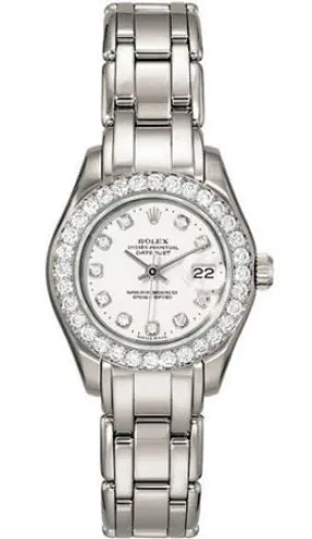 Rolex Lady-Datejust Pearlmaster White Diamond Dial 18K White Gold Automatic Ladies Watch 80299WDPM 80299PM