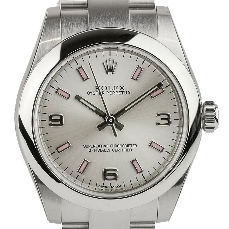 Rolex Oyster Perpetual 31mm Silver/Arab Pink Index Oyster 177200