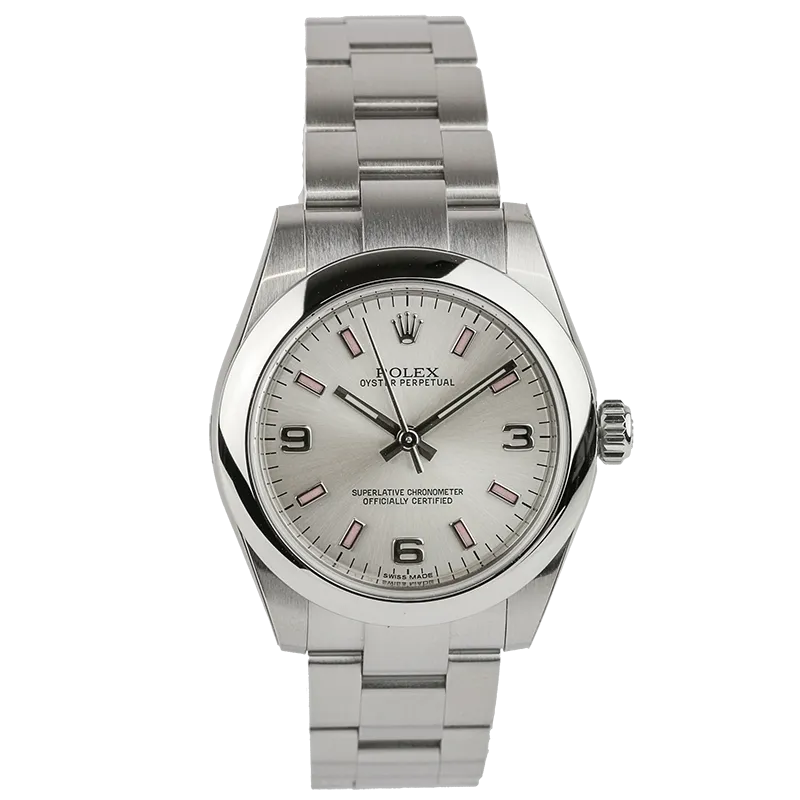 Rolex Oyster Perpetual 31mm Silver/Arab Pink Index Oyster 177200