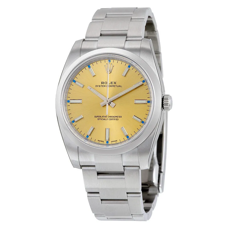 Rolex Oyster Perpetual 34 Champagne Dial Stainless Steel Bracelet Automatic Men's Watch 114200CSO