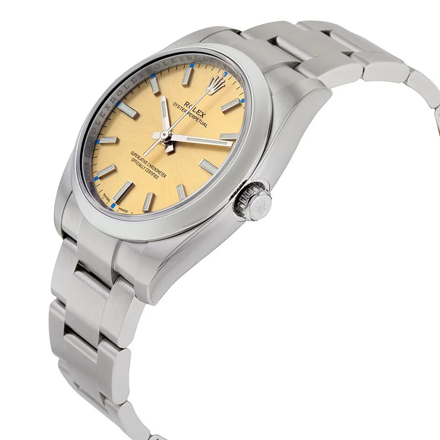 Rolex Oyster Perpetual 34 Champagne Dial Stainless Steel Bracelet Automatic Men's Watch 114200CSO