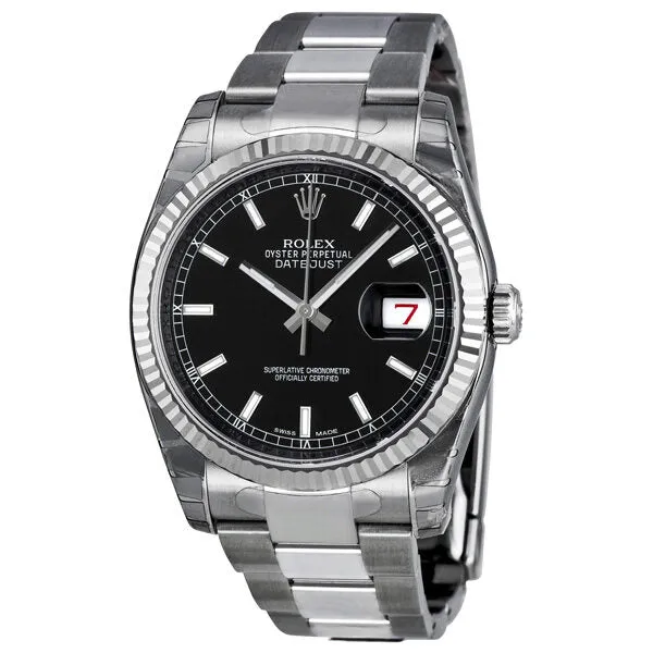 Rolex Oyster Perpetual 36 mm Black Dial Stainless Steel Bracelet Automatic Men's Watch BKSO 116234