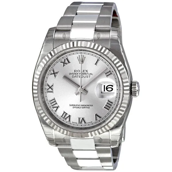 Rolex Oyster Perpetual 36 mm Rhodium Dial Stainless Steel Bracelet Automatic Men's Watch RRO 116234