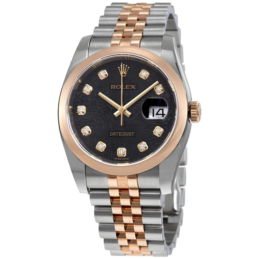 Rolex Oyster Perpetual Datejust 36 Black Dial Stainless Steel and 18K Everose Gold Jubilee Bracelet Automatic Men's Watch 116201BKJDJ