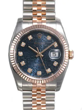 Rolex Oyster Perpetual Datejust 36 Blue Dial Stainless Steel and 18K Everose Gold Jubilee Bracelet Automatic Men's Watch 116231BLJDJ
